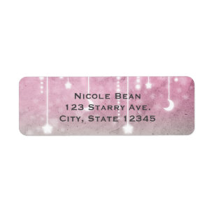 Fête Prénatale Céleste Rose Gris Blanc Lune & Étoi