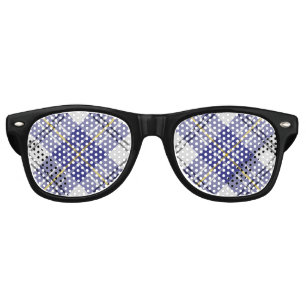 Fête Retro Clan MacPherson Robe Bleue Tartan Lunettes de sole