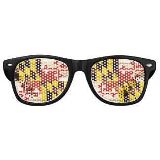 Fête Retro Lunettes de drapeau du Maryland en bois patiné