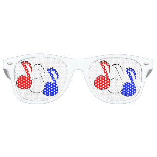 Fête Retro Lunettes de mode rouge blanc et bleu huitième note