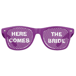 Fête Retro Lunettes d'oeil violet et blanc de la mariée