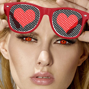 Fête Retro Red Hearts rétro Shades / Fun Party Lunettes de so