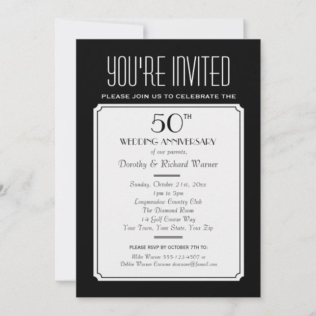 Fête, Réunion ou Événement 5x7 Black Invitation (Devant)