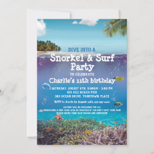 Fête sur la plage Océan sous la mer Invitation