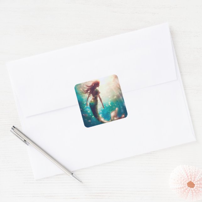 Fête thème de sirène autocollants personnalisés (Enveloppe)