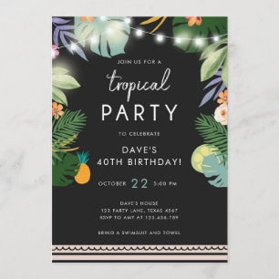 Fête tropicale Luau Aloha Hommes Invitation d'anni