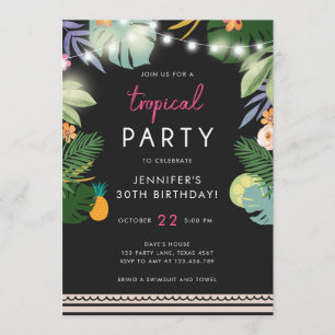 Fête tropicale Luau Aloha Pink Invitation d'annive
