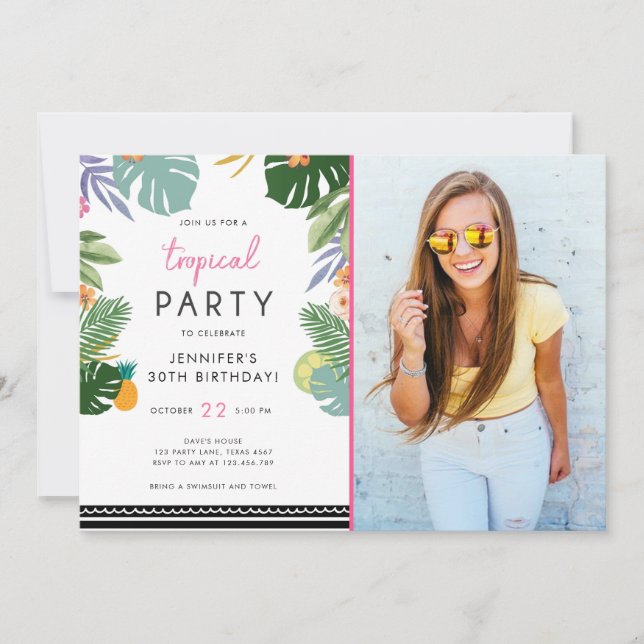 Fête tropicale Luau Aloha Pink Invitation d'annive (Devant)