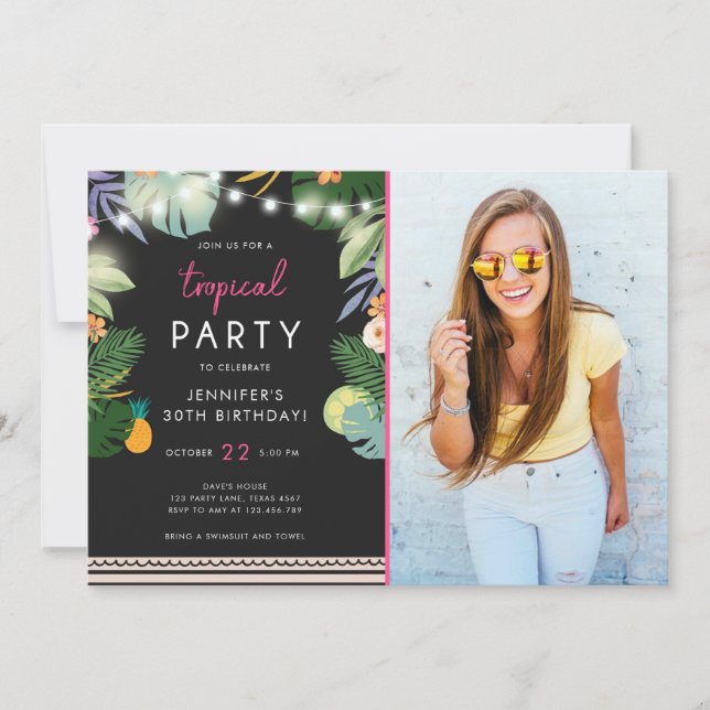 Fête tropicale Luau Aloha Pink Invitation d'annive (Devant)