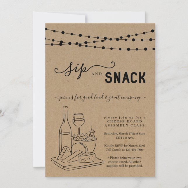 Fête Vin et Fromage, Invitation Sip & Snack (Devant)