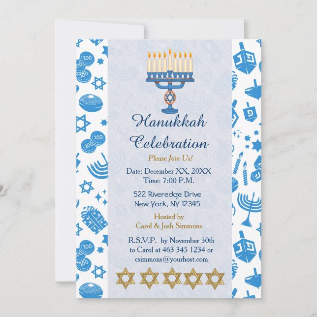 Fêter les invitations Hanoukka (Devant)