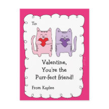 Cartes de classe Valentine pour enfants Chats Kitt