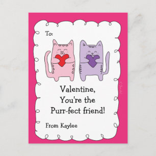 Fêtes Annuelles Cartes de classe Valentine pour enfants Chats Kitt