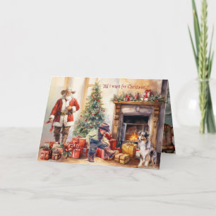 Fêtes Annuelles Cartes de Noël pour garçon bottes de cow-boy pour