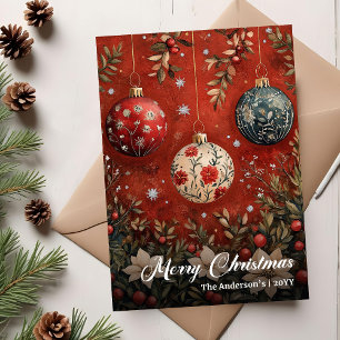 Fêtes Annuelles Cartes de vœux élégantes pour Noël avec boules vin