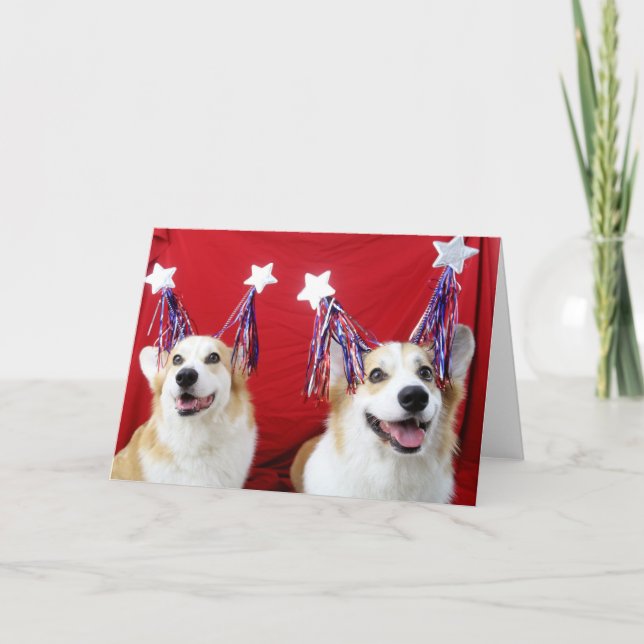 Fêtes Annuelles Cartes de voeux et enveloppes pour corgis patrioti (Devant)