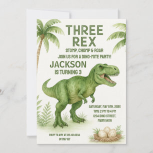 Fêtes Annuelles Cartes Dino Party personnalisables pour enfants