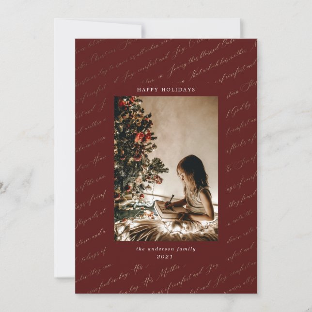 fêtes de noël carol faux feuille d'or carte photo  (Devant)