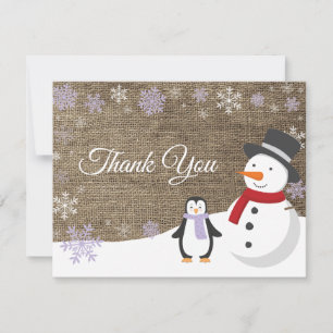 Fêtes de Noël d'hiver Carte de remerciements de ne