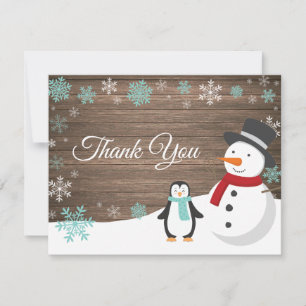 Fêtes de Noël d'hiver Carte de remerciements de ne