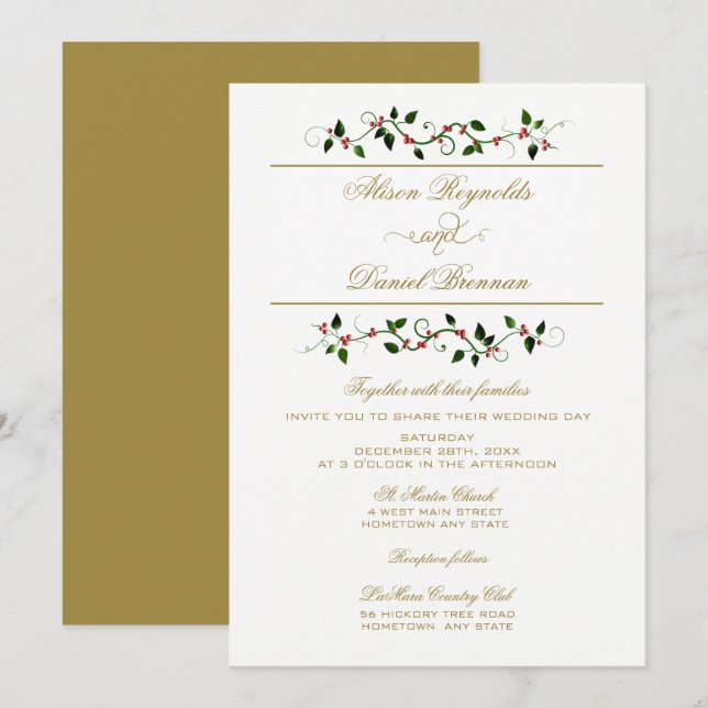 Fêtes de Noël Faire-part de mariage traditionnelle (Devant / Derrière)