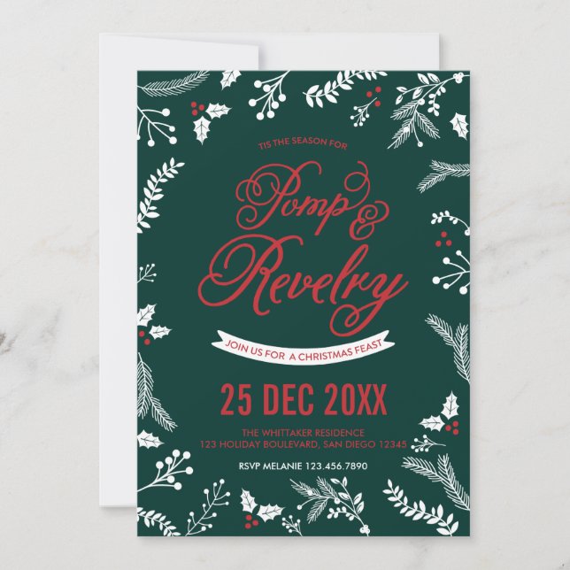 Fêtes de Noël Fête d'hiver Berries Invitation (Devant)