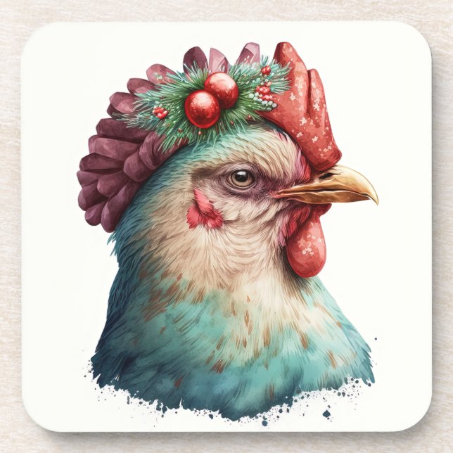 Fêtes / Dessous de verre de poulet de Noël (Devant)