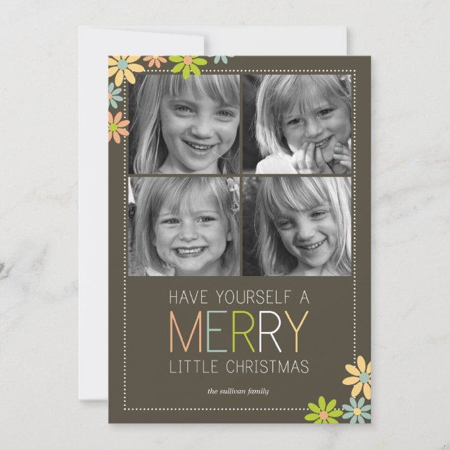 Fêtes Fleurs Cartes de Noël/Cartes photos de vacan (Devant)