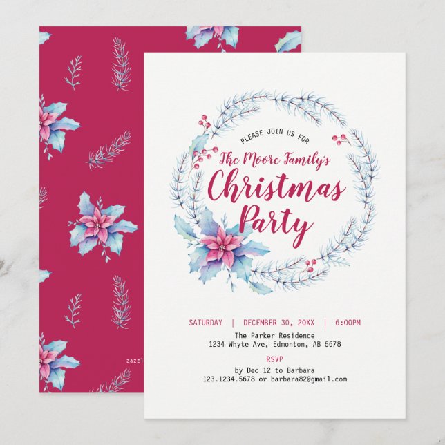 Fêtes florales / Fête de Noël Invitation (Devant / Derrière)