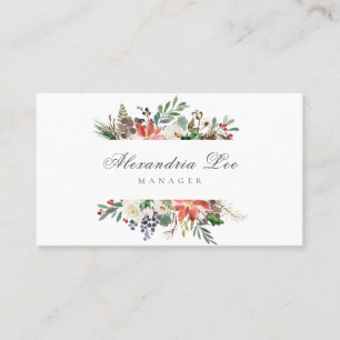 Fêtes Noël hiver Floral Cartes de visite