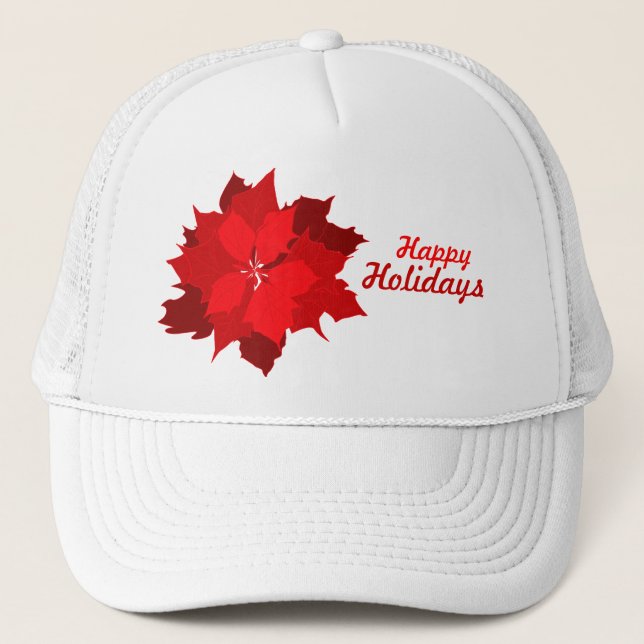 Fêtes Poinsettia Noël rouge et blanc casquette (Devant)