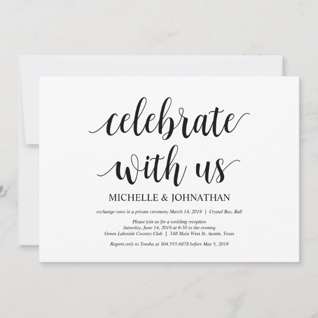 Fêtez avec nous Mariage Elopement Invitations (Devant)