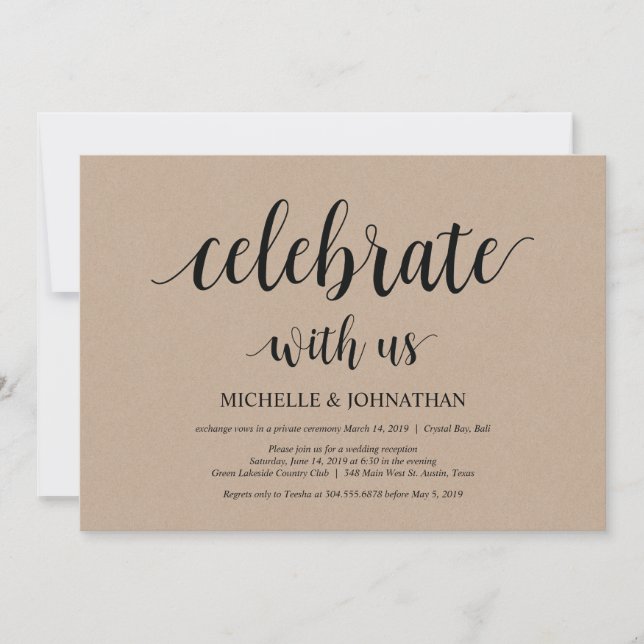 Fêtez avec nous, Mariage Elopement invitations (Devant)