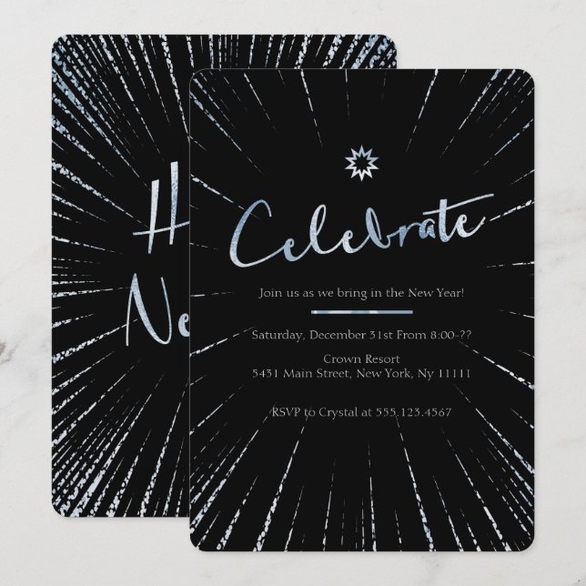 Fêtez, Invitations de la fête de la Saint-Sylvestr (Devant / Derrière)