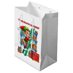 Fetive Christmas Santa's workshop elf Medium Gift Bag