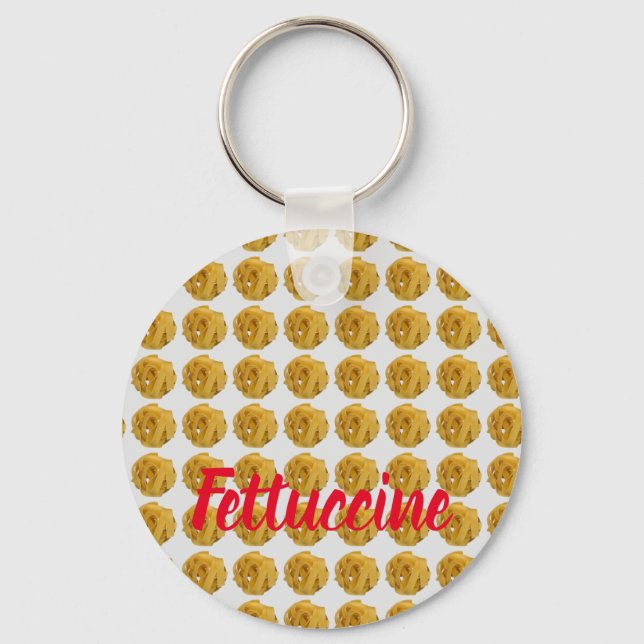 Fettuccine Pasta Noodle Pattern for Food Lover Keychain (Front)