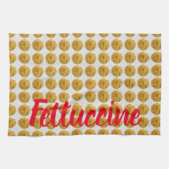 Fettuccine Pasta Noodle Pattern for Food Lover Kitchen Towel (Horizontal)
