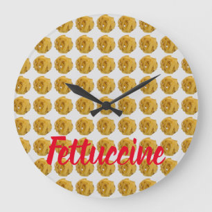 Fettuccine Pasta Noodle Pattern for Food Lover Large Clock