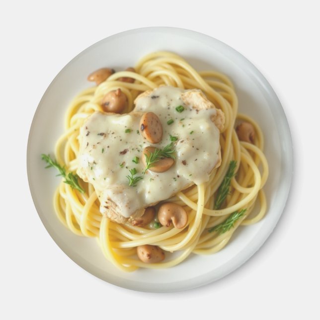 Fettuccini Alfredo Funny Food Magnet (Front)