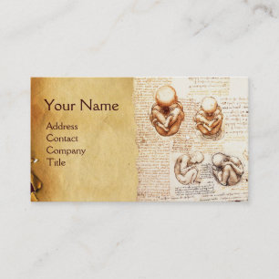Fetus in the Womb,Ob-Gyn Doctor Parchment Monogram Business Card