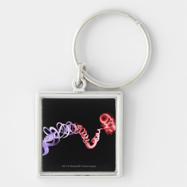 Fetus with an umbilical cord made of DNA strands Keychain (Front)