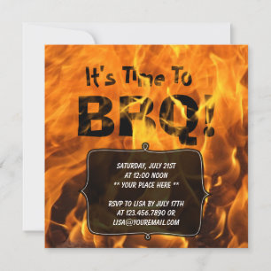 Feu brûlant à chaud BBQ Invitation à la fête d'été