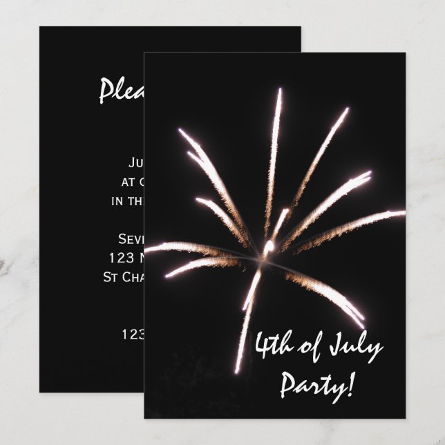 Feu d'artifice 4 juillet Invitation du Parti (Devant / Derrière)