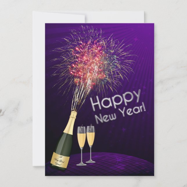 Feu d'artifice du Nouvel An Invitation de fête 5 (Devant)