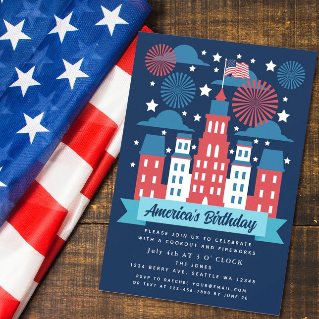 Feu d'artifice patriotique 4 juillet Invitation de (Créateur téléchargé)