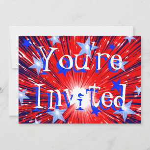 Feu d'artifice Red White Blue 'Party' invitation