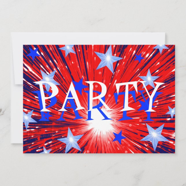 Feu d'artifice Red White Blue 'Party' invitation (Devant)