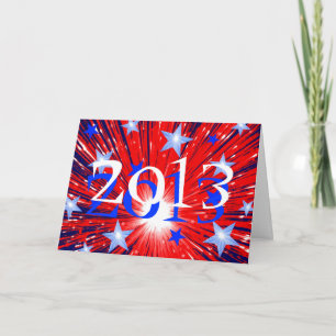 Feu d'artifice Rouge Blanc Bleu '2013' Carte Nouve