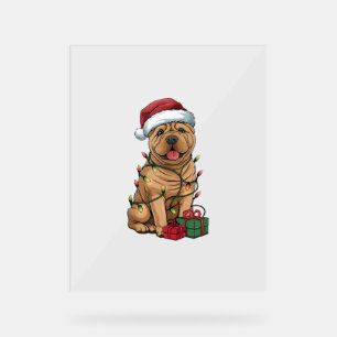 Feu de Noël Éclairage du chapeau de Noël Shar Pei 