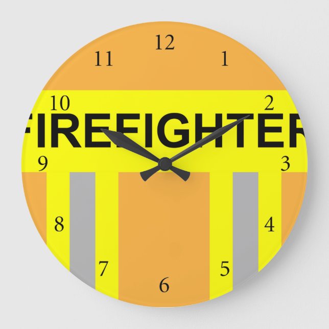 Feuerwehr Symbol Uniform Sandfarben Große Wanduhr Large Clock (Front)